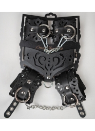 Черный ажурный кожаный набор фиксаций - Crazy Handmade - купить с доставкой в Старом Осколе