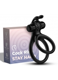 Черное эрекционное виброкольцо с подхватом мошонки Stay Hard - Boys of Toys - в Старом Осколе купить с доставкой