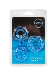 Набор из 3 синих эрекционных колец с различным рельефом - Erowoman-Eroman - в Старом Осколе купить с доставкой