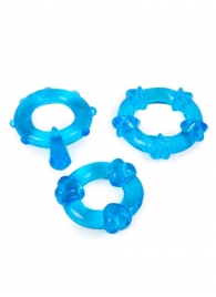 Набор из 3 синих эрекционных колец с различным рельефом - Erowoman-Eroman - в Старом Осколе купить с доставкой