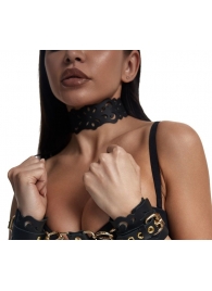 Черный ажурный чокер с золотистой фурнитурой - Crazy Handmade - купить с доставкой в Старом Осколе