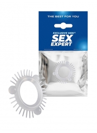 Эластичное эрекционное кольцо с 3 шариками и шипами - Sex Expert - в Старом Осколе купить с доставкой