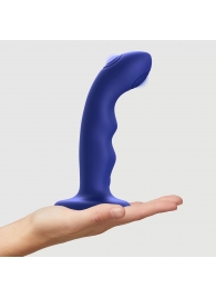 Синяя насадка-стимулятор Strap-On-Me Tapping Dildo Wave - Strap-on-me - купить с доставкой в Старом Осколе