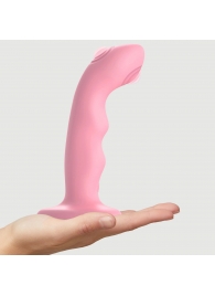 Розовая насадка-стимулятор Strap-On-Me Tapping Dildo Wave - Strap-on-me - купить с доставкой в Старом Осколе
