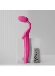 Ярко-розовый безремневой страпон Strap-on-me Vibrating Bendable Strap-On size L - Strap-on-me - купить с доставкой в Старом Осколе