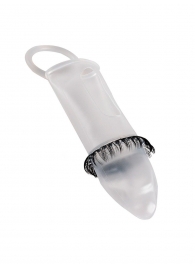 Закрытая насадка на пенис с подхватом мошонки и стимулирующими «ресничками» - Sextaz - в Старом Осколе купить с доставкой