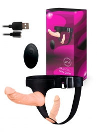 Женский страпон с 2 насадками, вибрацией и пультом ДУ - Erowoman-Eroman - купить с доставкой в Старом Осколе