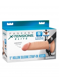 Телесный пустотелый фаллопротез 5’’ Hollow Silicone Strap-On - 14 см. - Pipedream - купить с доставкой в Старом Осколе