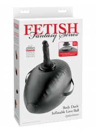 Черный надувной мяч с платформой для фиксации дилдо Body Dock Inflatable Love Ball - Pipedream - купить с доставкой в Старом Осколе