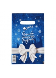 Сине-белый подарочный новогодний пакет с вырубной ручкой (20х30 см) - Сима-Ленд - купить с доставкой в Старом Осколе