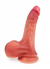 Телесный силиконовый фаллоимитатор на присоске - 23 см. - Erowoman-Eroman