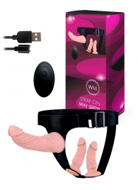 Женский страпон с 3 насадками и вибрацией - Erowoman-Eroman - купить с доставкой в Старом Осколе