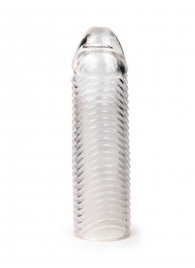 Прозрачная закрытая насадка на пенис с ребрышками - 16 см. - Sex Expert - в Старом Осколе купить с доставкой