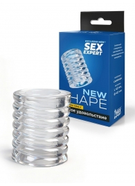 Прозрачная сквозная насадка на пенис с ребрышками - Sex Expert - в Старом Осколе купить с доставкой