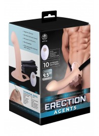 Телесный полый страпон с вибрацией Erection Agents - 24,1 см. - NMC - купить с доставкой в Старом Осколе