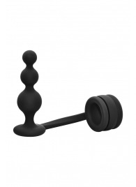 Черное эрекционное кольцо с анальной елочкой Cockring With Beaded Anal Plug - Dream Toys - в Старом Осколе купить с доставкой