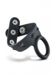 Черное эрекционное кольцо с подхватом мошонки на кнопках VS6 - Blush Novelties - в Старом Осколе купить с доставкой