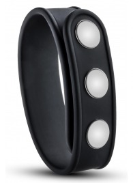 Черное эрекционное кольцо на кнопках - Blush Novelties - в Старом Осколе купить с доставкой