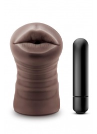 Коричневый мастурбатор-ротик Krystal Vibrating Masturbator - Blush Novelties - в Старом Осколе купить с доставкой
