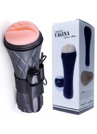 Телесный мастурбатор-вагина в черной колбе с вибрацией - Boys of Toys - в Старом Осколе купить с доставкой