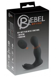 Черная анальная пробка с вибрацией, вращением и пультом ДУ RC Butt Plug with 2 Functions - Orion - в Старом Осколе купить с доставкой