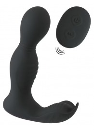 Черная анальная пробка с вибрацией, вращением и пультом ДУ RC Butt Plug with 2 Functions - Orion - в Старом Осколе купить с доставкой