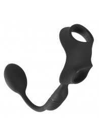 Черное виброкольцо с анальной пробкой Cock Ring with RC Butt Plug - Orion - в Старом Осколе купить с доставкой