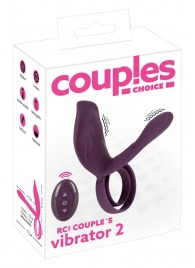 Фиолетовая насадка на член с клиторальным отростком и пультом ДУ RC Couple’s Vibrator 2 - Orion - в Старом Осколе купить с доставкой
