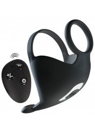 Черная вибронасадка для эрекции и стимуляции мошонки Cock ring with RC ball massager - Orion - в Старом Осколе купить с доставкой