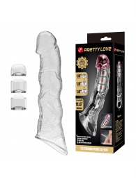 Прозрачный фаллоудлинитель с 3 вставками - 28 см. - Baile - в Старом Осколе купить с доставкой