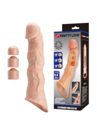 Телесный фаллоудлинитель с 3 вставками - 28 см. - Baile - в Старом Осколе купить с доставкой