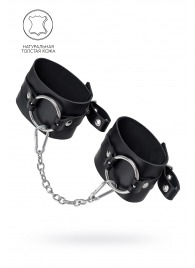 Черные оковы из толстой кожи с люверсами - Pecado - купить с доставкой в Старом Осколе
