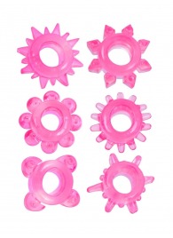 Набор из 6 розовых эрекционных колец с различным рельефом - Erowoman-Eroman - в Старом Осколе купить с доставкой