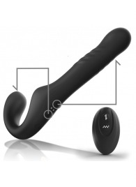 Черный безремневой страпон с вибрацией и возвратно-поступательными движениями - 24 см. - Ibiza - купить с доставкой в Старом Осколе