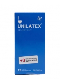 Классические презервативы Unilatex Natural Plain - 12 шт. + 3 шт. в подарок - Unilatex - купить с доставкой в Старом Осколе