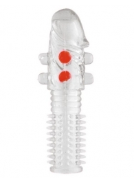 Гелевая прозрачная насадка с шариками и шипами - 14 см. - Toyfa Basic - в Старом Осколе купить с доставкой