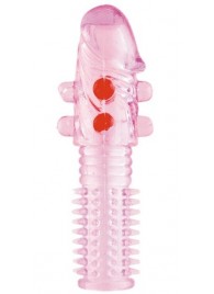 Гелевая розовая насадка с шариками и шипами - 14 см. - ToyFa - в Старом Осколе купить с доставкой