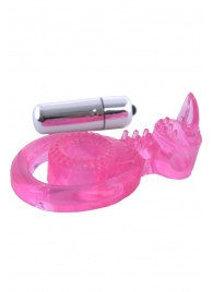 Розовая вибронасадка со стимулятор клитора   Язычок - Toyfa Basic - в Старом Осколе купить с доставкой