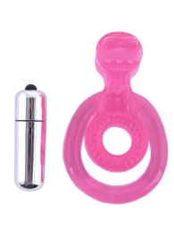 Розовая вибронасадка со стимулятор клитора   Язычок - Toyfa Basic - в Старом Осколе купить с доставкой
