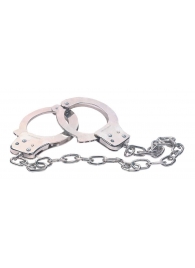 Наручники из металла с длинной цепочкой CHROME HANDCUFFS METAL HANDCUFFS W. KEY - NMC - купить с доставкой в Старом Осколе