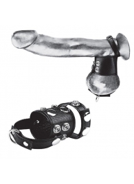 Утяжка на пенис и мошонку Cock Ring With 1.5  Ball Stretcher And Optional Weight Ring - BlueLine - купить с доставкой в Старом Осколе