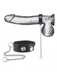 Утяжка на пенис с поводком Snap Cock Ring With 12  Leash - BlueLine - купить с доставкой в Старом Осколе