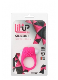Розовое эрекционное кольцо с щеточкой LIT-UP SILICONE STIMU RING 5 - Dream Toys - в Старом Осколе купить с доставкой