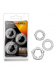 Набор из 3 прозрачных эрекционных колец Stay Hard Beaded Cockrings - Blush Novelties - в Старом Осколе купить с доставкой