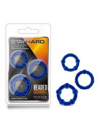 Набор из 3 синих эрекционных колец Stay Hard Beaded Cockrings - Blush Novelties - в Старом Осколе купить с доставкой