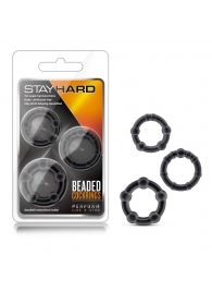 Набор из 3 чёрных эрекционных колец Stay Hard Beaded Cockrings - Blush Novelties - в Старом Осколе купить с доставкой