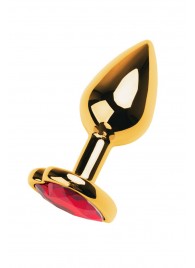 Золотистая анальная пробка с кристаллом-сердцем - 7,5 см. - ToyFa - купить с доставкой в Старом Осколе