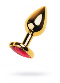 Золотистая анальная пробка с кристаллом-сердцем - 7,5 см. - ToyFa - купить с доставкой в Старом Осколе