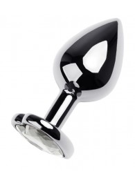 Серебристая анальная пробка с прозрачным кристаллом-сердцем - 8 см. - ToyFa - купить с доставкой в Старом Осколе