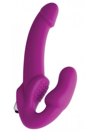 Ярко-розовый безремневой вибрострапон Evoke Vibrating Strapless Silicone Strap-on Dildo - XR Brands - купить с доставкой в Старом Осколе